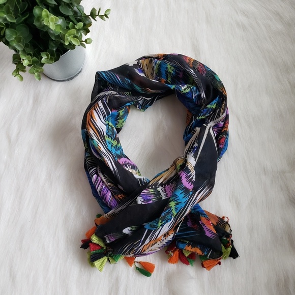 Rainbow Feather Scarf - Picture 1 of 5